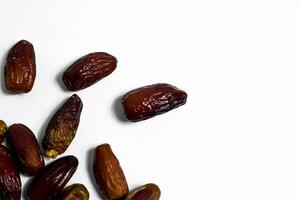Dates fruit on isolated white background and copy space photo