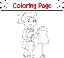 Moda diseñador colorante página para niños vector