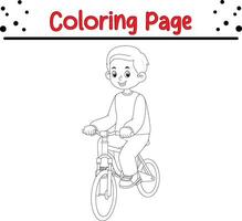 linda joven hombre colorante libro página para niños. vector