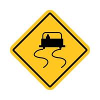 traffic sign, Cautionary slippery road vector