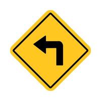traffic sign, Cautionary turn left vector