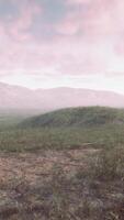 un pintoresco montaña paisaje con un lozano verde campo en el primer plano video