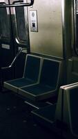 An empty train car in the metro underground video