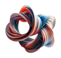 Blue and peach glossy abstract loop sculpture on black png