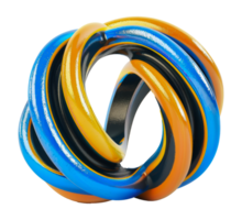 Blue and yellow twisted loops with textured surface png