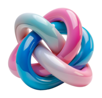 Vibrant abstract loop sculpture with glossy blue and pink hues png
