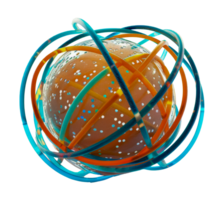 astratto sfera circondato di colorato loop png