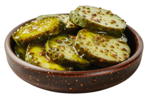 Bowl of pickles with spices, cut out - stock . png