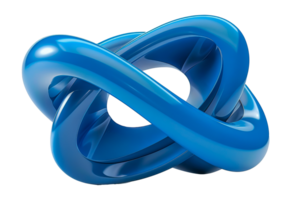 Abstract intertwined satin loops in blue gradient tones png