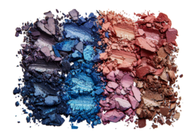 Shattered makeup collection on dark surface png