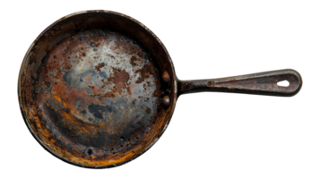 Old rusty cast iron frying pan png