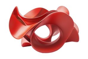 Smooth red satin ribbon sculpture png