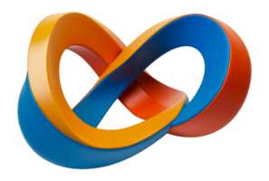 Interlocking blue and orange abstract sculpture png