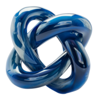 Blue abstract intertwined loops with reflective surface png