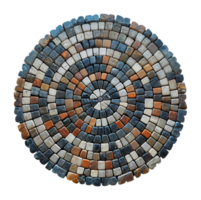 Circular stone mosaic with intricate color patterns, cut out - stock .. png