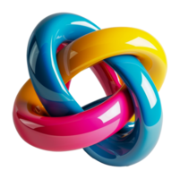 Colorful glossy intertwined loops abstract sculpture png