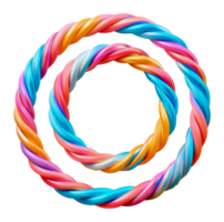 Colorful twisted rope in pink and blue circular shape, cut out - stock .. png