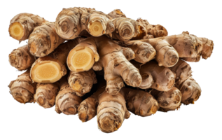 Fresh organic ginger roots, cut out - stock .. png