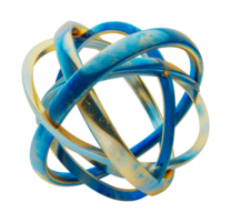 Blue distressed interlocking rings 3D sculpture png