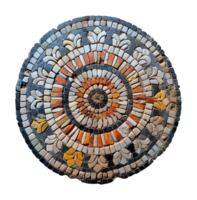 Circular stone mosaic with intricate color patterns, cut out - stock .. png