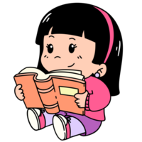 Cartoon Child Girl Reading Clipart png