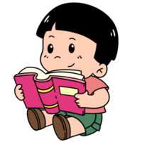 Cartoon Child Reading Isolated Clipart png