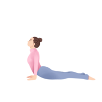 illustration of a woman doing yoga in the cobra pose png