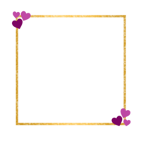 Gold Square Frame With Purple Hearts png