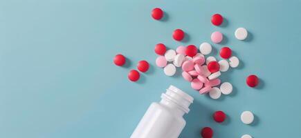 Bottle Filled With Pink and White Pills photo