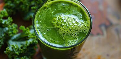 Green Smoothie in Tall Glass photo