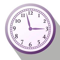 Clock icon in flat style with shadow. Clock. Accuracy and punctuality. vector
