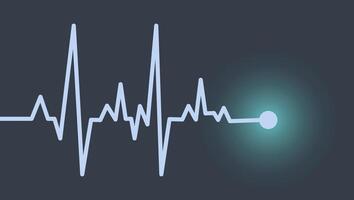 muestra el ritmo de el golpeando corazón. oscuro azul antecedentes. corazón ola tecnología antecedentes. vector