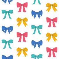 Seamless Pattern, background of various colorful Bow knots, tie ups, gift bows. Wedding celebration, holiday, party decoration, gift, present concept vector