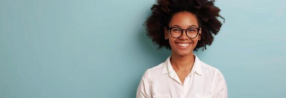 Young African American Woman Holding Tablet Computer photo