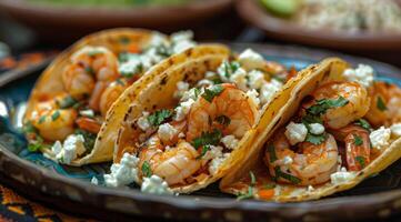 Plate of Shrimp Tacos on Table photo