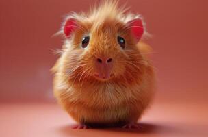 Guinea Pig Standing on Pink Background photo