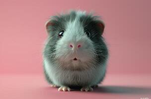 Small Guinea Pig on Pink Background photo
