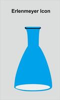 erlenmayer icono modelo es azul, uno de el laboratorio equipo vector