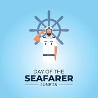 Day of the Seafarer. 25 June. Holiday concept. Template for background with banner, poster and card. flat illustration. Flat Design. vector