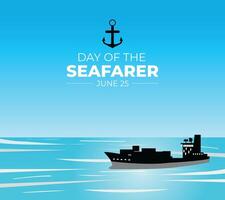 Day of the Seafarer. 25 June. Holiday concept. Template for background with banner, poster and card. flat illustration. Flat Design. vector
