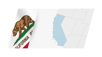 California map in modern style with flag of California on left side. vector