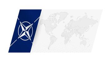 mundo mapa en moderno estilo con bandera de OTAN en izquierda lado. vector