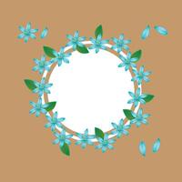 flower frame with white circle border vector