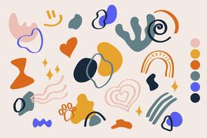 Collection of hand drawn abstract shapes vector