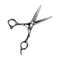 Hand drawn illustration of shaving scissors in black and white vector
