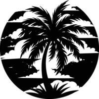 Black palm tree set illustration on white background silhouette art black white stock vector