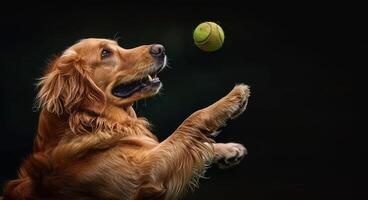 Golden Retriever Catching Tennis Ball photo