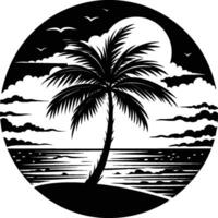 Black palm tree set illustration on white background silhouette art black white stock vector