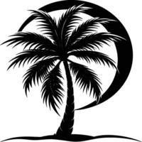 Black palm tree set illustration on white background silhouette art black white stock vector