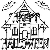 Halloween coloring pages for kids. Happy Halloween outline vector